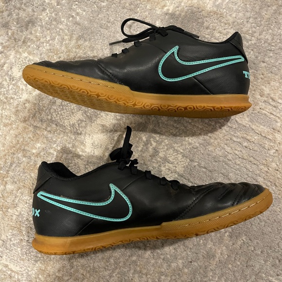 Nike Tiempo X Río III  Black & Turquoise Indoor Soccer Shoes Size 8.5 Futbol - Picture 6 of 10